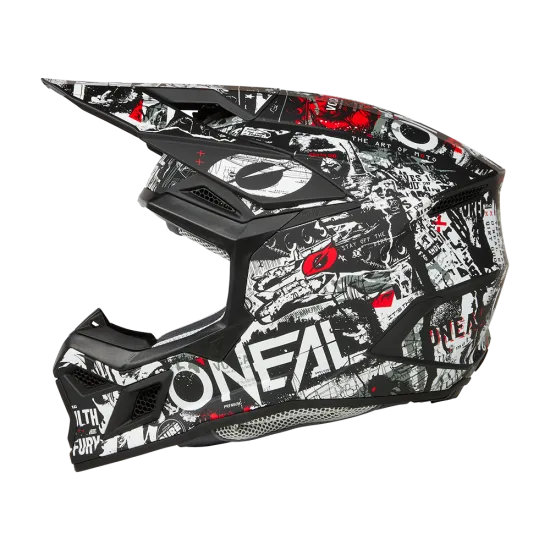 Мотокрос каска O'NEAL 3SERIES ATTACK BLACK/WHITE V.25 - каска с ABS черупка и оптимизирана вентилация