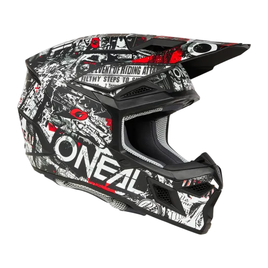 Мотокрос каска O'NEAL 3SERIES ATTACK BLACK/WHITE V.25 - каска с ABS черупка и оптимизирана вентилация