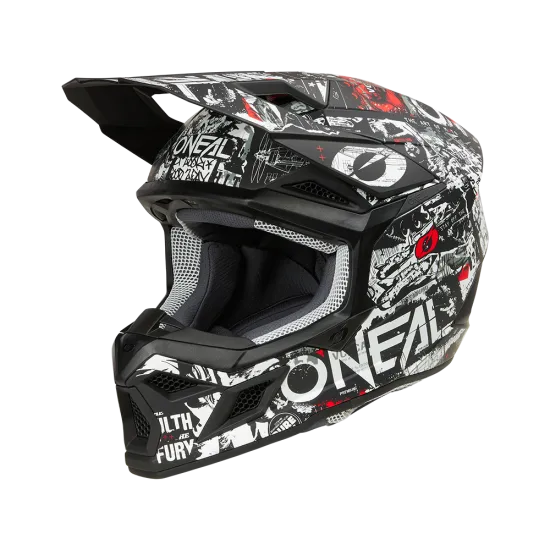 Мотокрос каска O'NEAL 3SERIES ATTACK BLACK/WHITE V.25 - каска с ABS черупка и оптимизирана вентилация