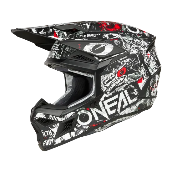 Мотокрос каска O'NEAL 3SERIES ATTACK BLACK/WHITE V.25 - каска с ABS черупка и оптимизирана вентилация
