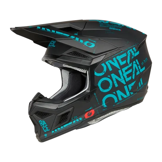 Мотокрос каска O'NEAL 3SERIES STATIC BLACK/TEAL V.25