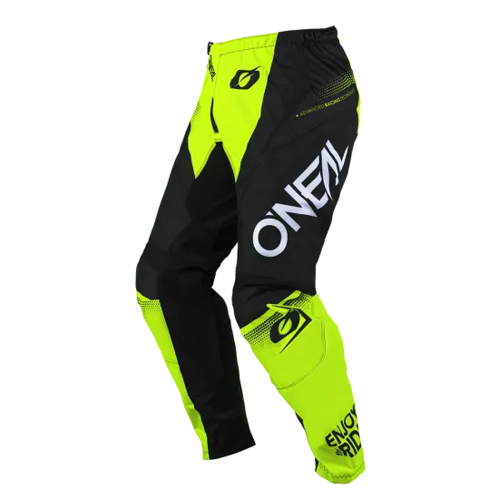 Мотокрос брич O'NEAL ELEMENT RACEWEAR BLACK/NEON YELLOW V.25 с бедрени протектори и усилени зони