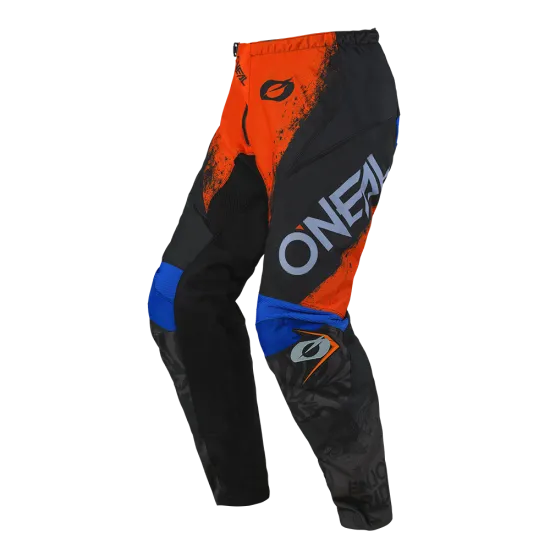 Мотокрос брич O'NEAL ELEMENT SHOCKER BLACK/ORANGE V.25 с вентилационни отвори и устойчиви вложки