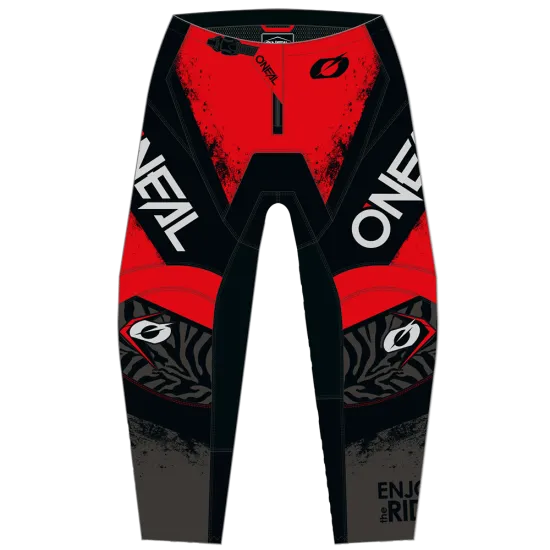 Мотокрос брич O'NEAL ELEMENT SHOCKER BLACK/RED V.25 с бедрени протектори и stretch панели
