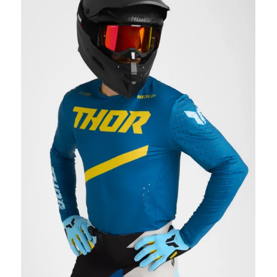 Мотокрос джърси THOR SPORTMODE BRAVE BLUE с лазерно изрязани отвори и атлетична кройка