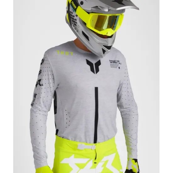 Мотокрос джърси THOR SPORTMODE RIOT WHITE/ACID с разтеглива конструкция и лазерни отвори