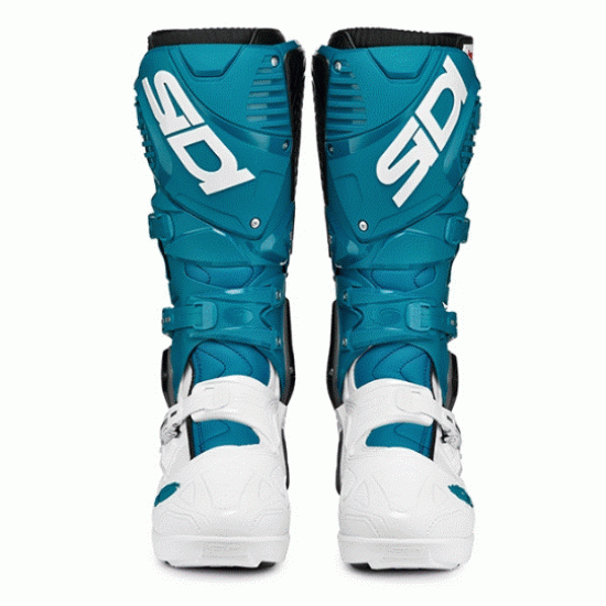 Мотокрос ботуши SIDI CROSSFIRE 3 SRS WHITE/PETROL с шарнир и SRS система за сменяеми подметки