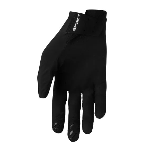 Мотокрос ръкавици THOR SPORTMODE ICONIC BLACK - гъвкави ръкавици с длан от Clarino®