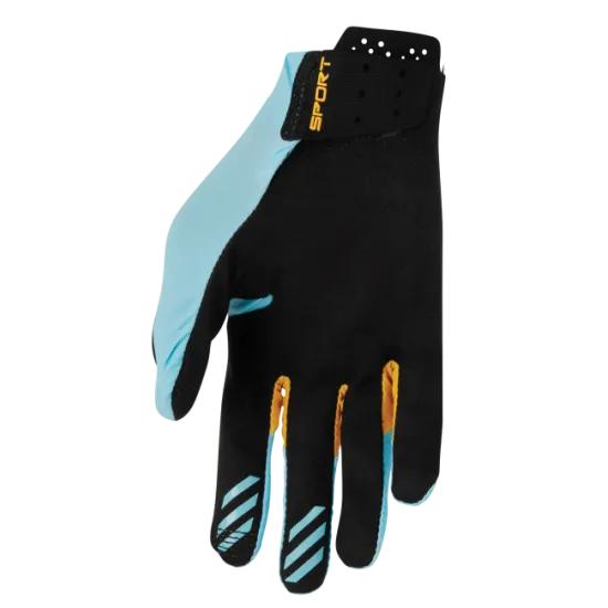 Мотокрос ръкавици THOR SPORTMODE ICONIC BLUE/YELLOW с длан от Clarino® и гъвкава задна част