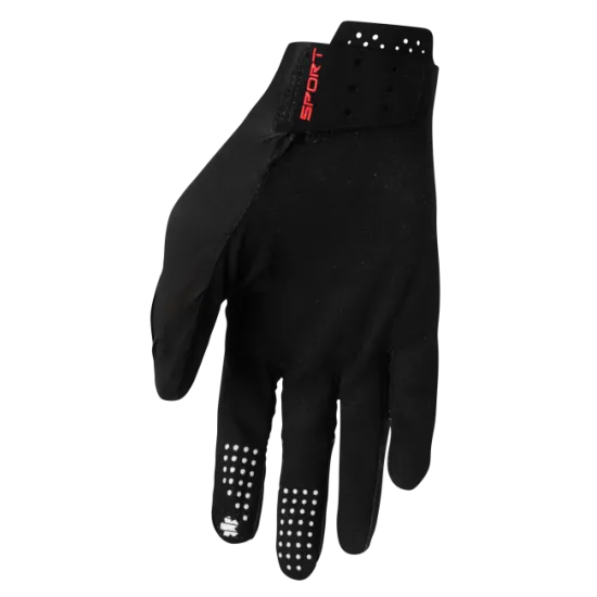Мотокрос ръкавици THOR SPORTMODE RIOT BLACK с минимални шевове и длан от Clarino®