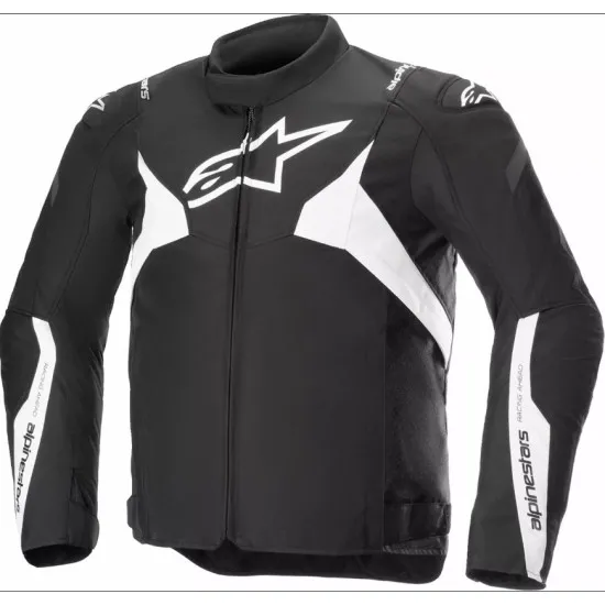 Текстилно яке ALPINESTARS T-Jaws V4 Waterproof BLACK/WHITE с водоустойчива мембрана и протектори Nucleon Flex Plus
