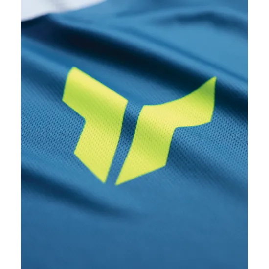 Мотокрос джърси THOR LAUNCHMODE FORGE BLUE за издръжливост и комфорт при състезания