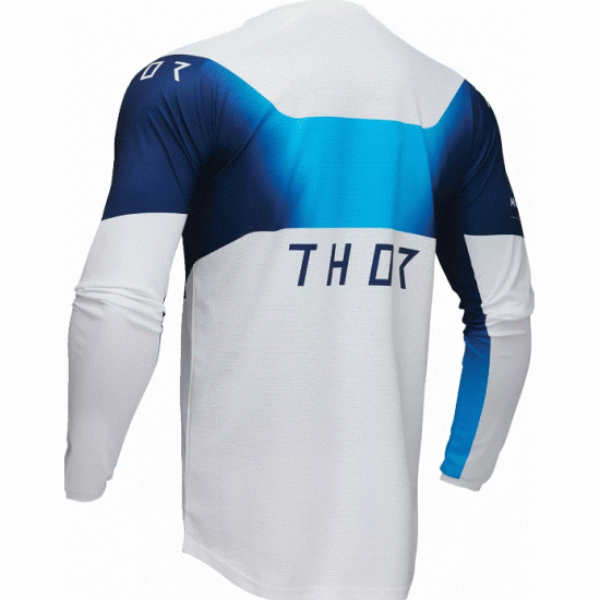 Мотокрос джърси THOR LAUNCHMODE STORM BLUE за издръжливост и комфорт при състезания