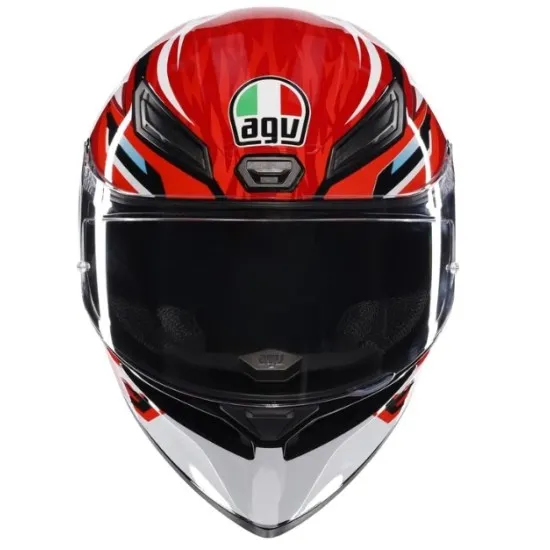 Каска AGV K1 S LION BLACK/RED/WHITE с термопластична черупка и визьор Ultravision