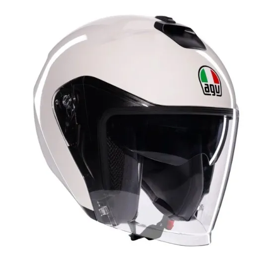 Каска за скутер AGV IRIDES MONO MATERIA WHITE с термопластична черупка и ECE2206 сертификация