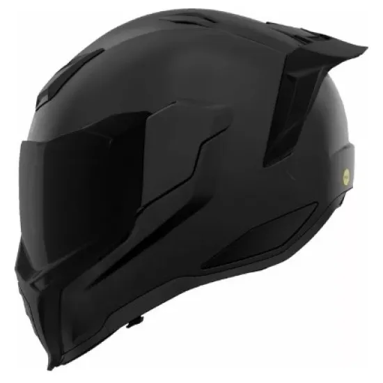 ICON Ultraflite RIZZ RIZZ MIPS® BLACK – черна мото каска с MIPS защита и вграден визьор