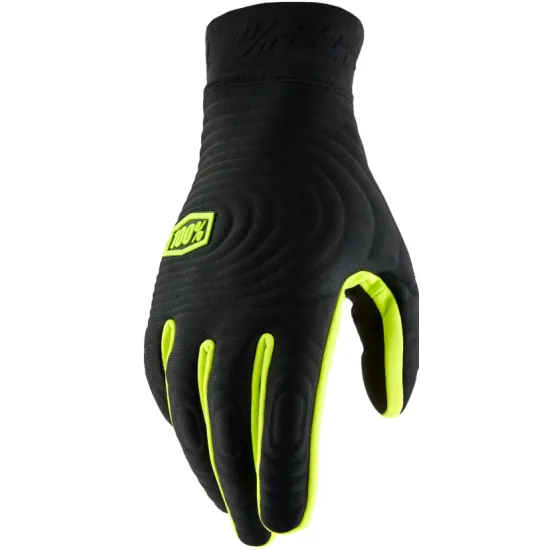 Мотокрос ръкавици 100% Brisker Xtreme Black/Fluo Yellow – зимни ръкавици с Soft Shell изолация и AXE длан