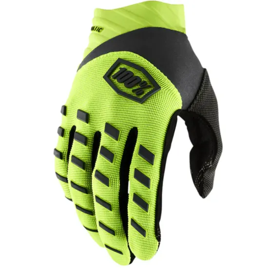 Детски мотокрос ръкавици 100% Airmatic Fluo Yellow/Black – леки, вентилирани и удобни ръкавици с двойна длан