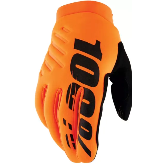 Мотокрос ръкавици 100% Brisker Fluo Orange/Black – топлоизолиращи ръкавици с Clarino длан и Touchscreen функция