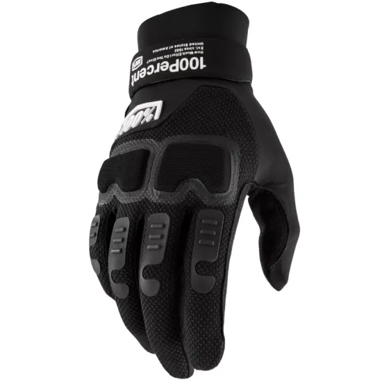 Мотокрос ръкавици 100% Langdale Black – SMARTSHOCK защита, Clarino длан и Touchscreen функция