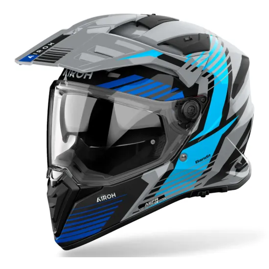 Каска AIROH BANDIT SPICY BLUE GLOSS – адвенчър каска с визьор и двойна конфигурация