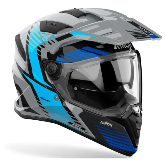 Каска AIROH BANDIT SPICY BLUE GLOSS – адвенчър каска с визьор и двойна конфигурация