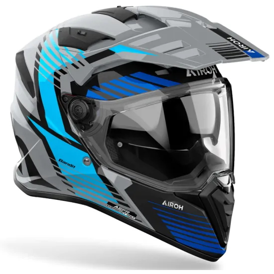 Каска AIROH BANDIT SPICY BLUE GLOSS – адвенчър каска с визьор и двойна конфигурация