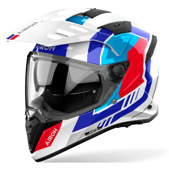 Каска AIROH BANDIT HORN WHITE GLOSS – адвенчър каска с визьор и двойна конфигурация