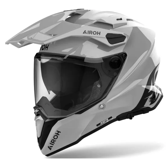 Каска Airoh Commander 2 Cement Grey – ADV каска от Composite Carbon с A3S, ASN и AEFR системи