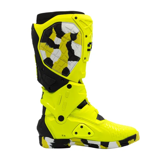 Мотокрос ботуши SIDI Crossair X RACR 222 Neon Yellow – защитни офроуд ботуши с екзоскелет и Materiis подметка