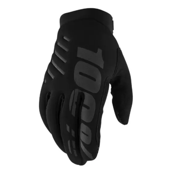 Мотокрос ръкавици 100% Brisker Black – топли и леки ръкавици с Clarino длан и Touchscreen функция
