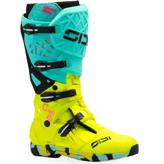 Мотокрос ботуши SIDI Crossair X Mint/Fluo Yellow – леки офроуд ботуши с екзоскелет и Materiis подметка