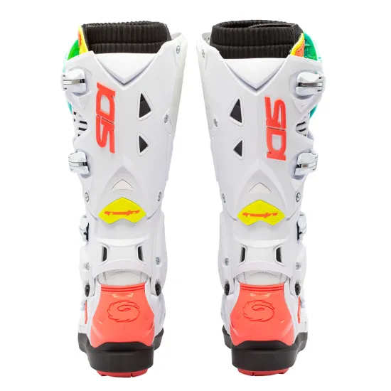 Мотокрос ботуши SIDI Crossfire 3 SRS White/Fluo Mint/Coral – с двоен шарнир и сменяема подметка