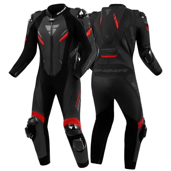 Кожен мото екип SHIMA HYPER-RS Black Red клас AAA за писта