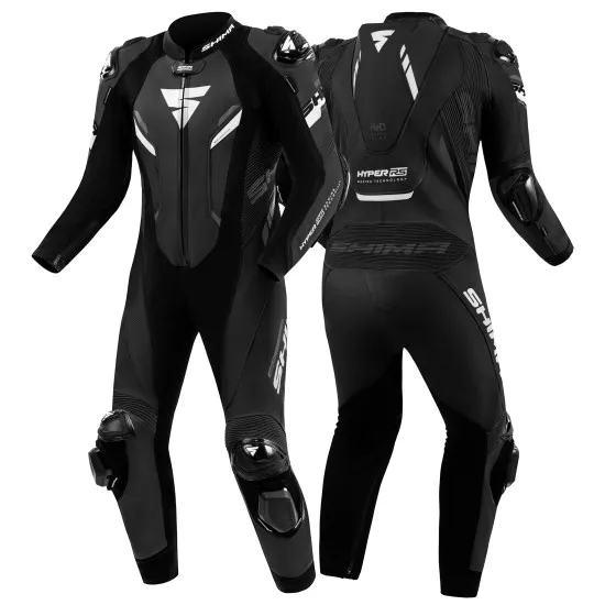 Кожен мото екип SHIMA HYPER-RS Black White клас AAA за писта