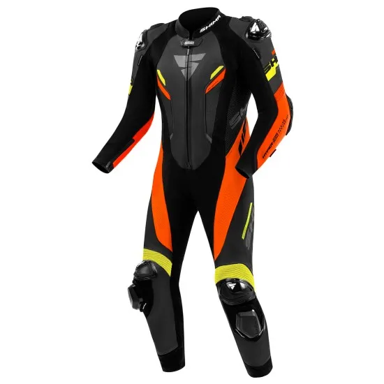Кожен мото екип SHIMA HYPER-RS Black Fluo Red клас AAA за писта