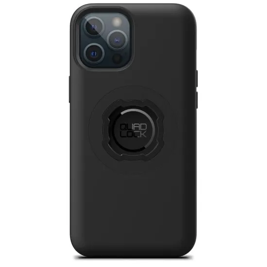 Черен QUAD LOCK MAG калъф за iPhone 11 с текстурирана повърхност, централен кръгъл монтажен механизъм с QUAD LOCK логотип и прецизни изрези за тройната камера