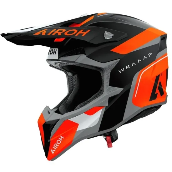 Мотокрос каска AIROH WRAAAP VISION Conquer Orange Matt – HRT черупка и матово покритие