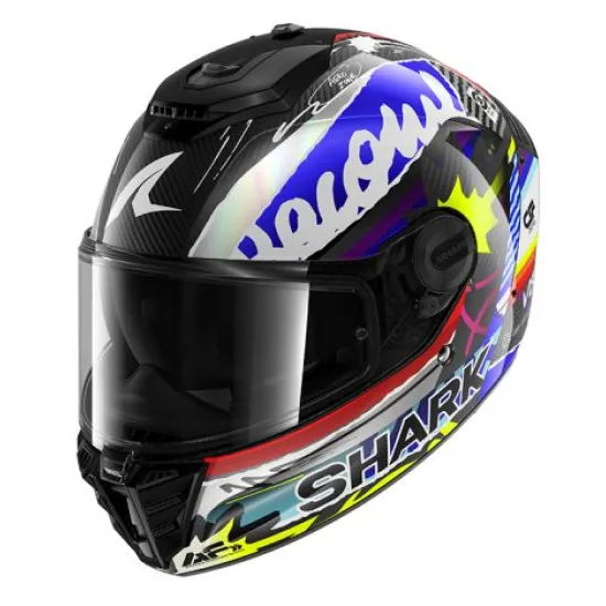 Каска SHARK SPARTAN RS CARBON STREETRUSH Black Blue Silver Yellow – карбонова спортна каска ECE 22-06