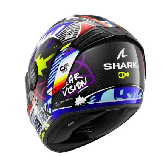 Каска SHARK SPARTAN RS CARBON STREETRUSH Black Blue Silver Yellow – карбонова спортна каска ECE 22-06