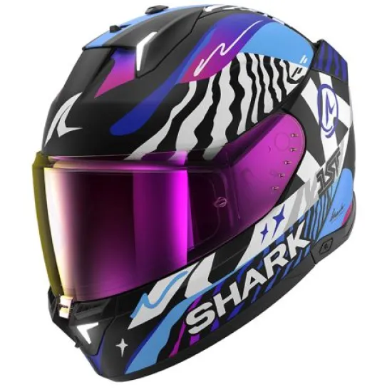Каска SHARK SKWAL i3 SPEED FANCY BLACK BLUE PURPLE с LED светлини и Pinlock 70