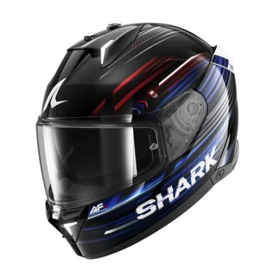 Каска SHARK SKWAL i3 LIGHT-BLUR BLACK/BLUE/RED – каска с вградени LED стоп светлини
