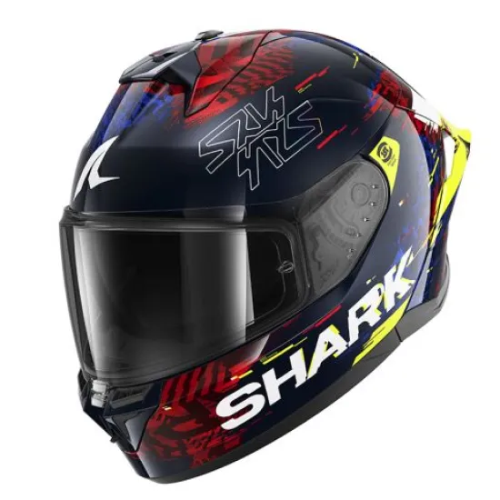 Каска SHARK SKWAL CUP SPEED VIB BLUE RED YELLOW с PINLOCK 70 и SHARK FIN спойлер