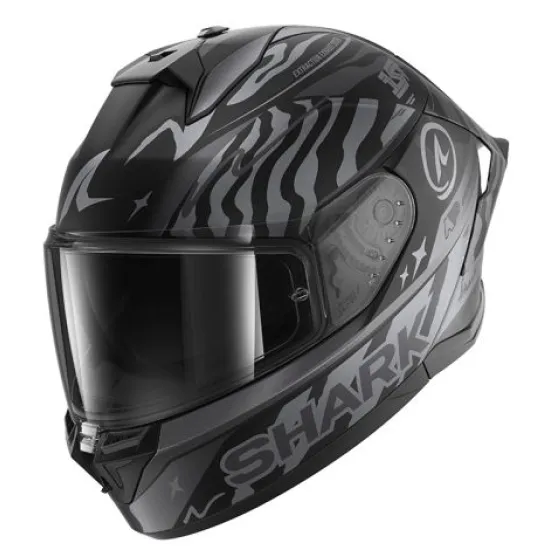 Каска SHARK CUP SPEED-FANCY MAT BLACK/GREY с SHARK FIN спойлер и Pinlock 70