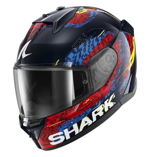 Каска SHARK D-SKWAL 3 SPEED-VIB BLUE/RED/YELLOW – интегрална мото каска с Pinlock 70