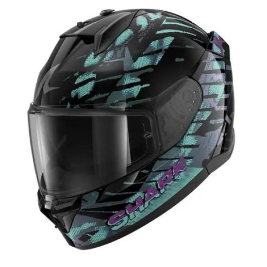 Каска SHARK D-SKWAL 3 REPTAIA BLACK/BLUE/PURPLE – интегрална мото каска с Pinlock 70 и слънчеви очила