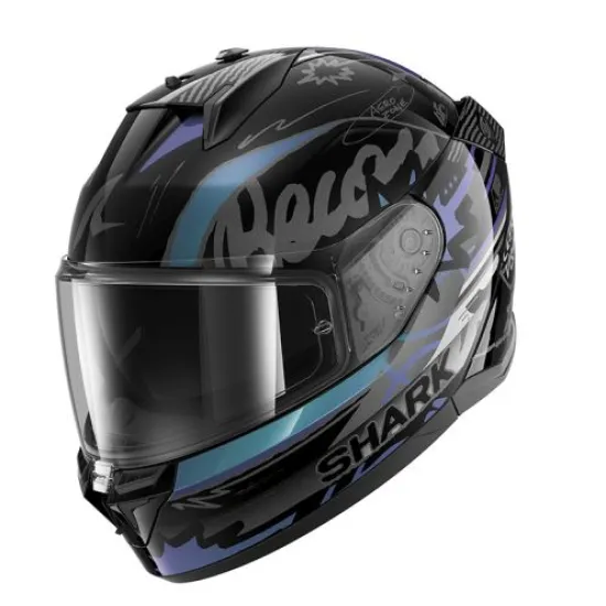 Каска SHARK D-SKWAL 3 STREETRUSH BLACK/BLUE/PURPLE – интегрална мото каска с Pinlock 70