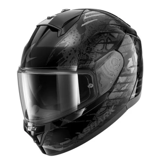 Каска SHARK RIDILL 2 REPTAIA BLACK/GREY – интегрална мото каска с вградени слънчеви очила