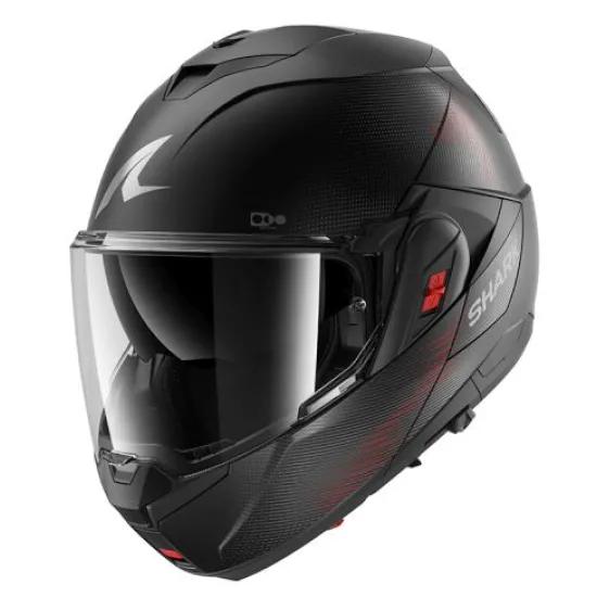 Модуларна каска SHARK OXO SP LYNE MAT BLACK RED Flip-back с Pinlock 70