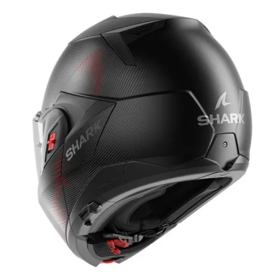 Модуларна каска SHARK OXO SP LYNE MAT BLACK RED Flip-back с Pinlock 70